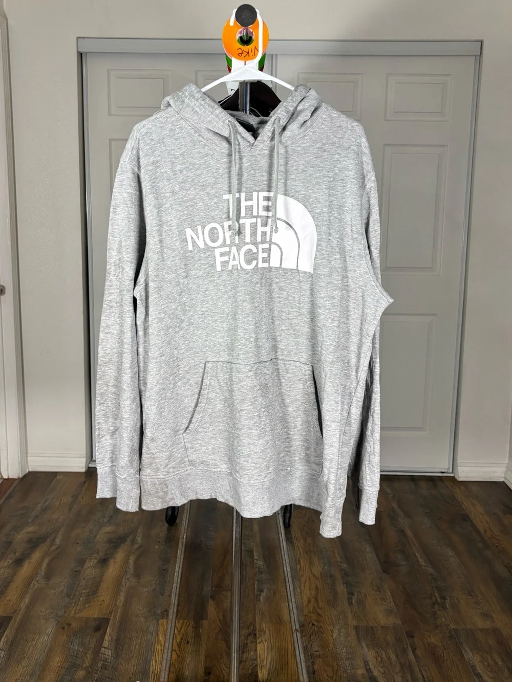 The North Face Men's Heather Gray Pullover Hoodie with White Logo